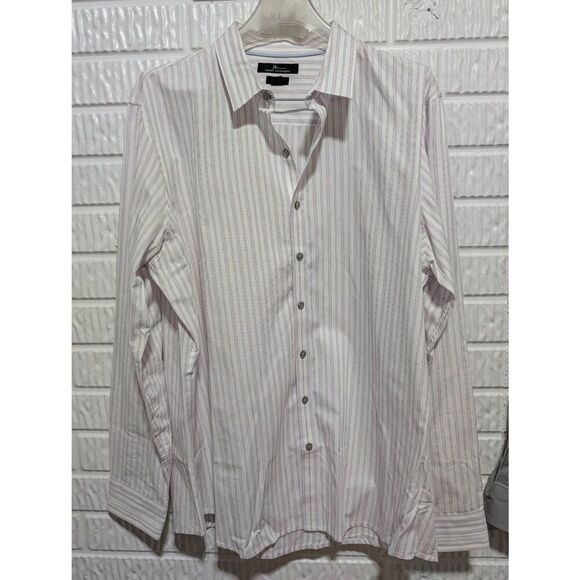 Marc Anthony Other - Marc Anthony Men's White Lavender Striped Long-Sleeve Slim-Fit Button-Down Shirt